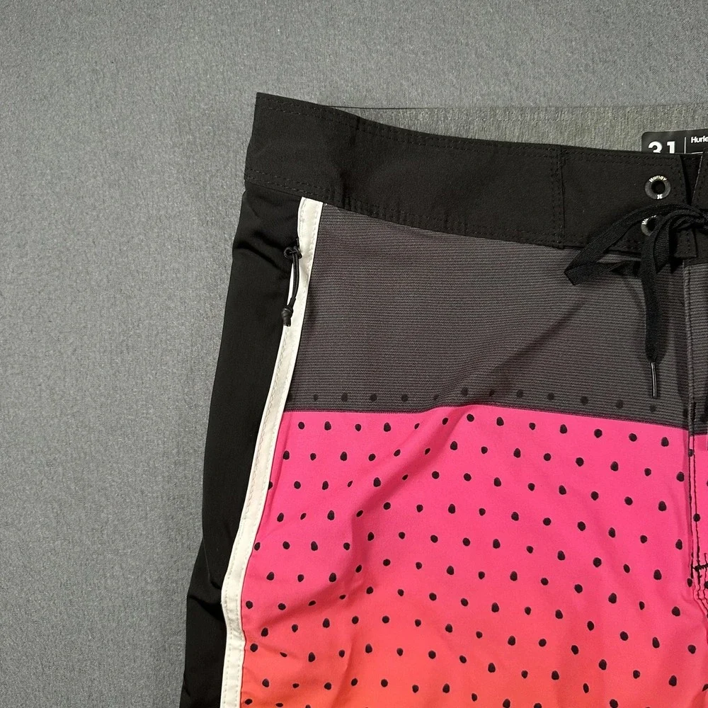 Hurley Phantom‎ Swim Shorts Mens 31 Pink Gradient Polka Dot Boardshorts Stretch